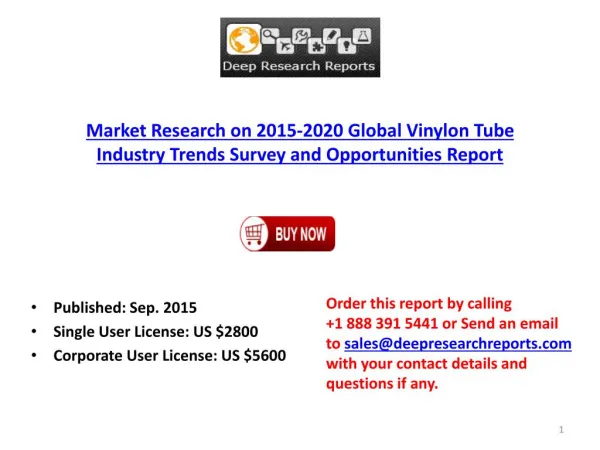 2015 Global Vinylon Tube Industry Trends Survey and Opportunities Report