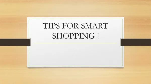 Smart shopping tips
