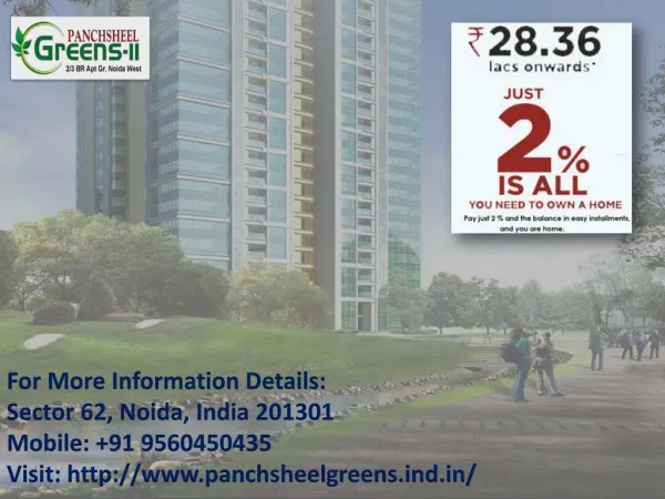 Panchsheel Green 2 at Greater Noida Call 91 9560450435