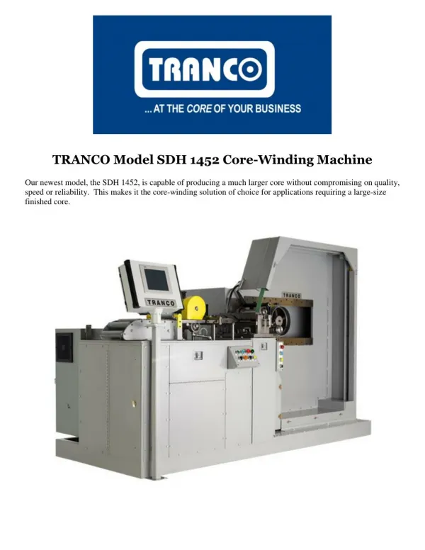 TRANCO Model SDH 1452 Core-Winding Machine