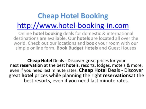 Get lowest rates for online hotel bookings