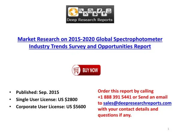 Global Spectrophotometer Industry Market Growth Analysis and 2020 Forecast	 Report