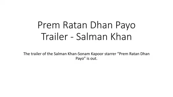Prem Ratan Dhan Payo Trailer - Salman Khan