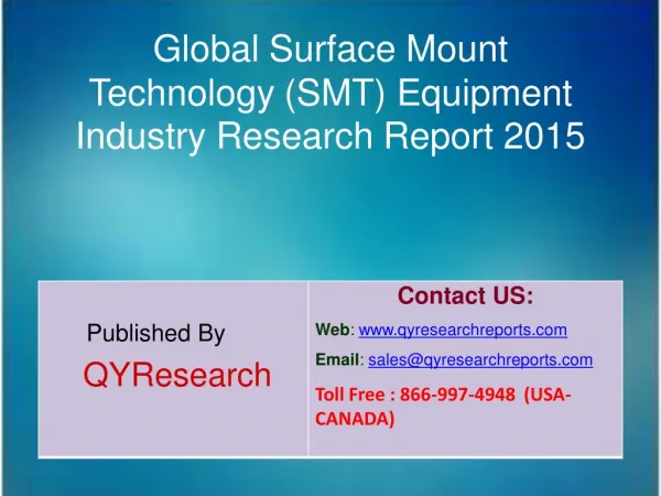 Global Surface Mount Technology (SMT) Equipment Market 2015 Industry Trends, Analysis, Development, Shares, Forecasts an