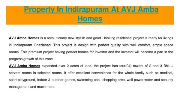AVJ Amba Homes Property In Indirapuram