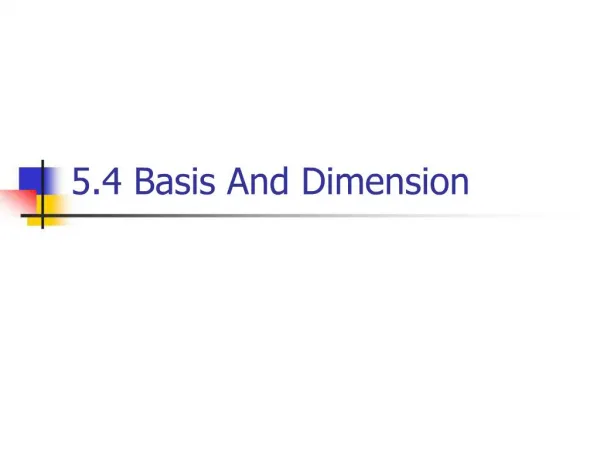 5.4 Basis And Dimension