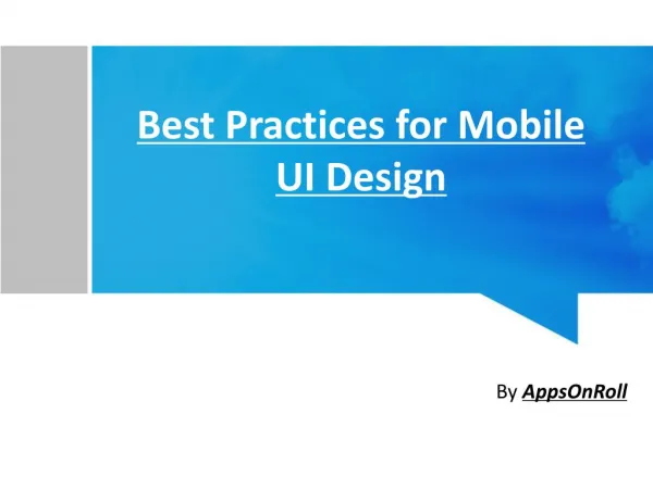 Best Practices for Mobile UI Design