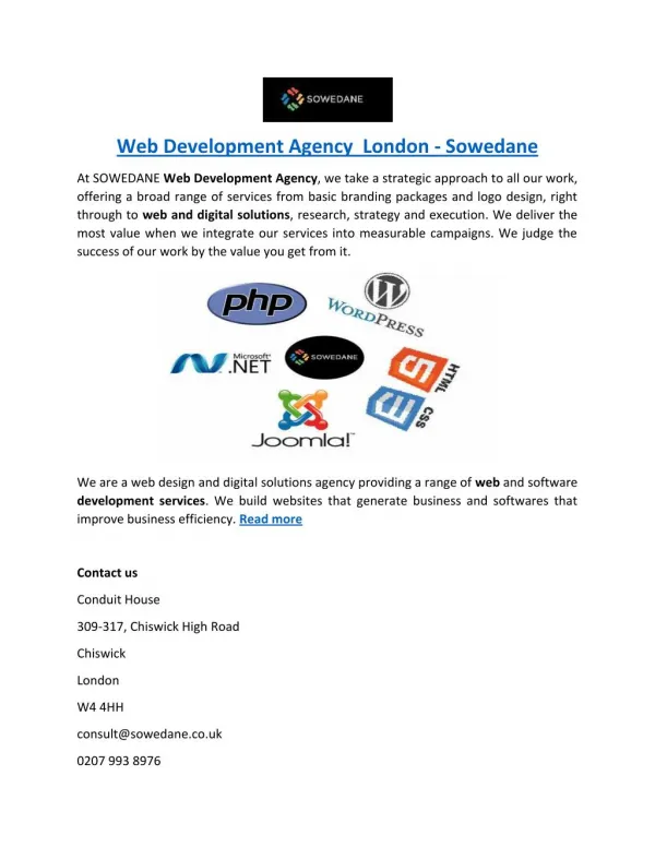 Web Development Agency London - Sowedane