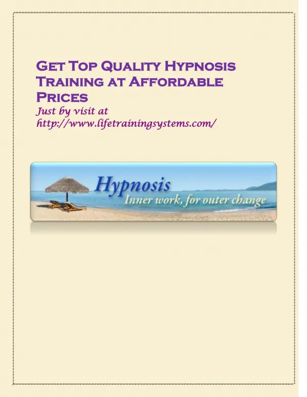 Get Top Quality Hypnosis Training at Affordable Prices