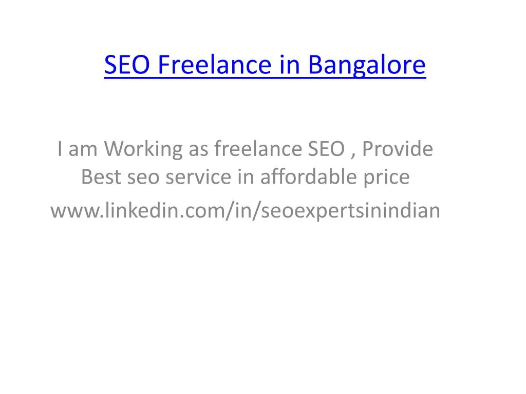 seo freelance in bangalore