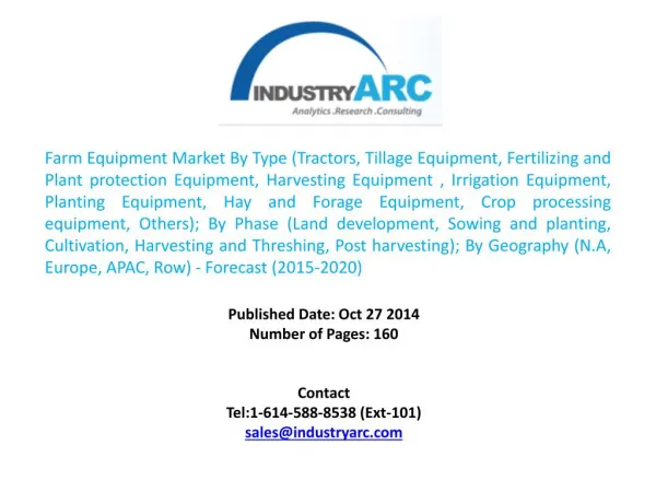 Farm Equipment Market Segmented By North America, Europe, Asia-Pacific and Rest of the World.