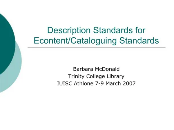 Description Standards for Econtent