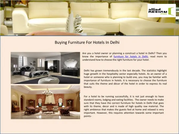 Furniture for hotels in Delhi, Delhi Furniture Manufacturing Company