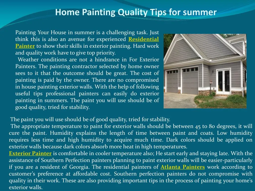 home painting quality tips for summer