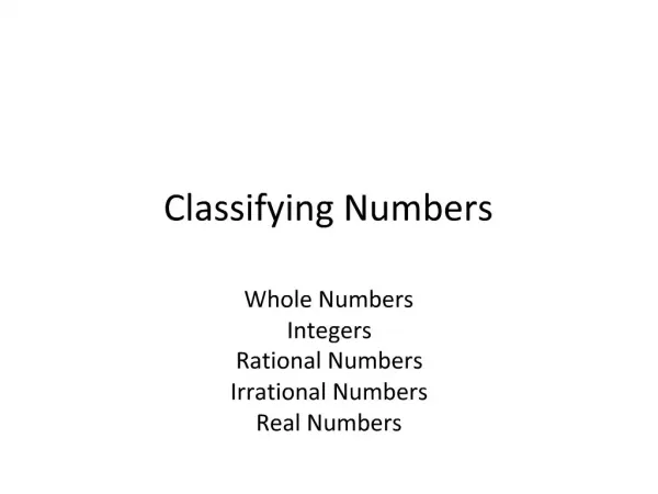 Classifying Numbers