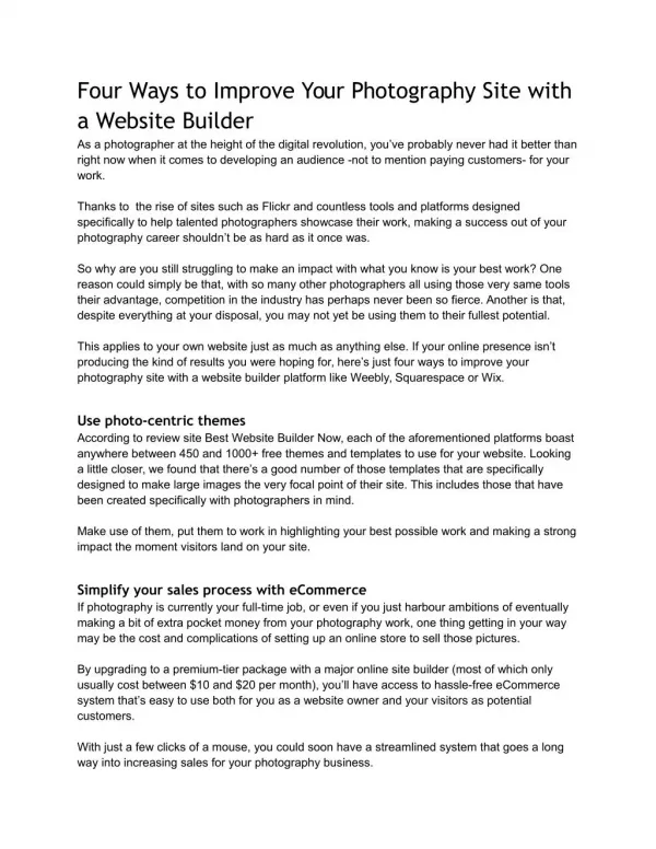 Four Ways to Improve Your Photography Site with a Website Builder