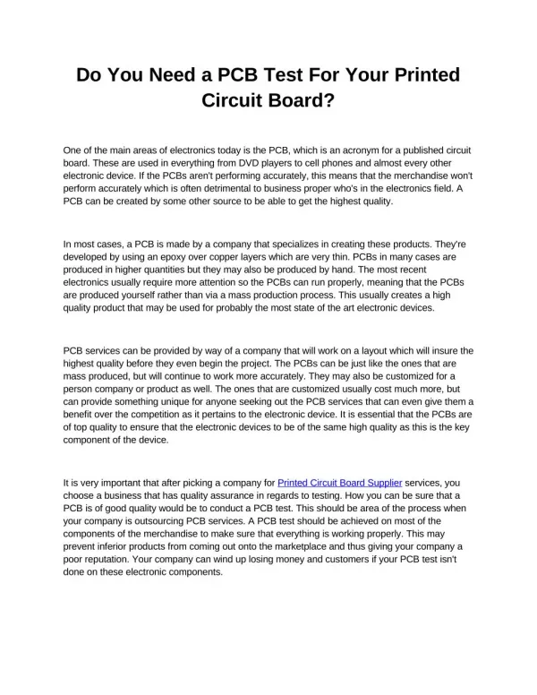 Printed Circuit Board Supplier