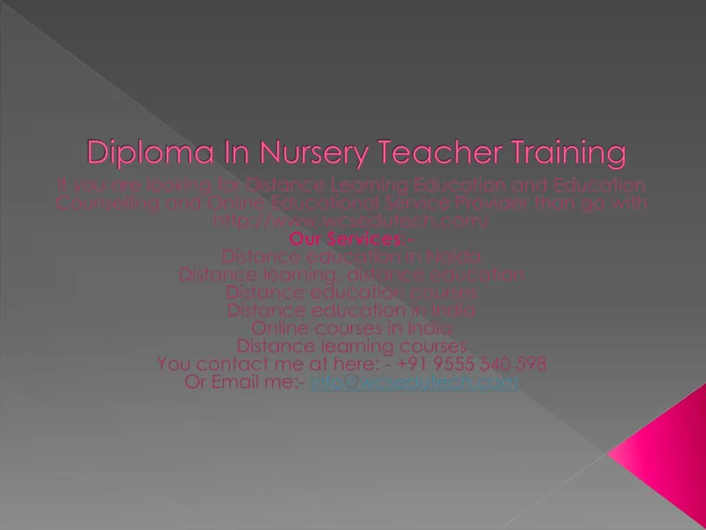 diploma in nursery teacher training