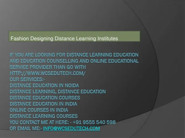 Fashion Designing Distance Learning Institutes