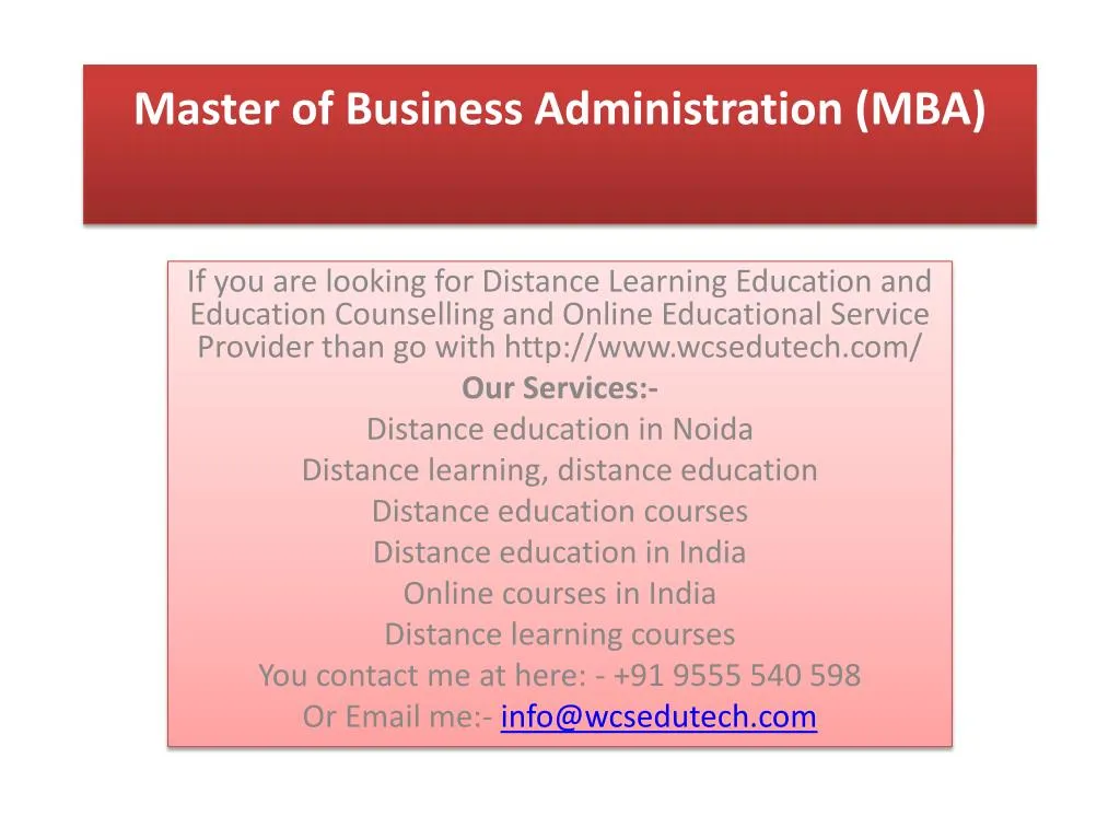 master of business administration mba