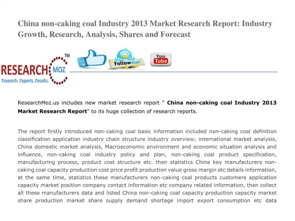 China non-caking coal Industry 2013 Market Research Report