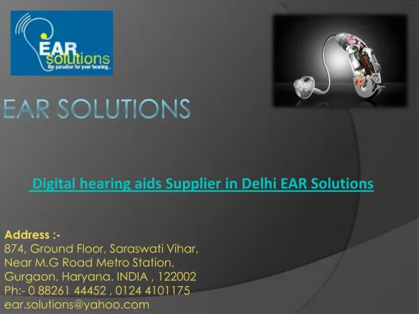 Digital hearing aids Supplier in Delhi Call EAR Solutions