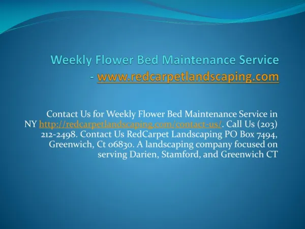 Weekly Flower Bed Maintenance Service - www.redcarpetlandscaping.com