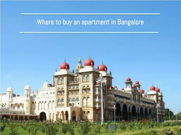 Where to buy an apartment in bangalore