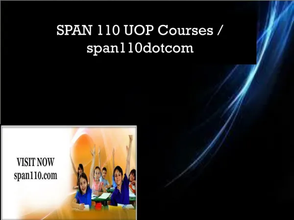 SPAN 110 UOP Courses / span110dotcom
