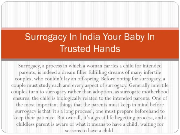 Surrogacy In India Your Baby In Trusted Hands