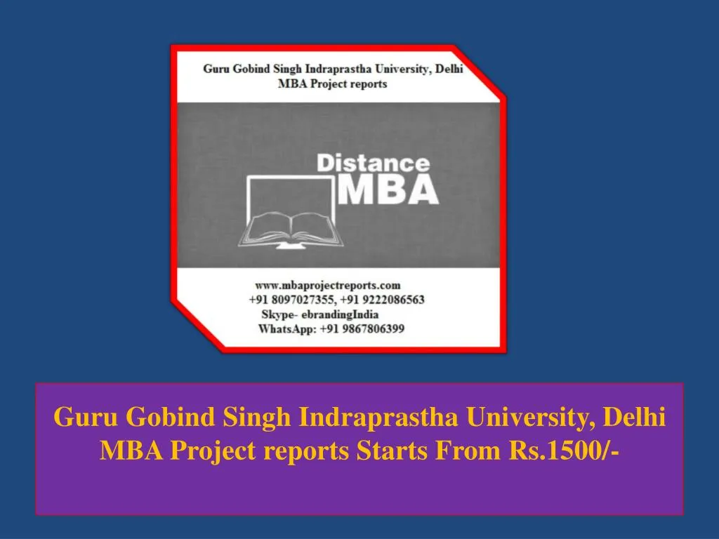 guru gobind singh indraprastha university delhi mba project reports starts from rs 1500