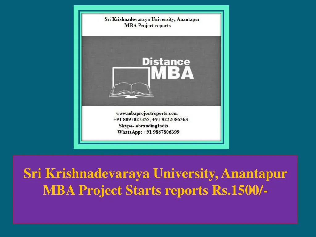 sri krishnadevaraya university anantapur mba project starts reports rs 1500