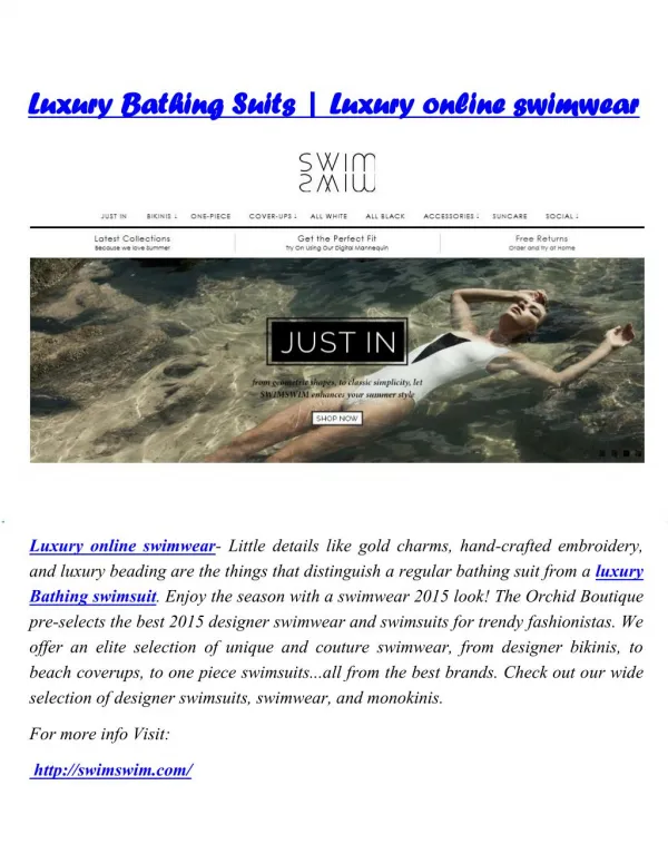 Luxury Bathing Suits | Luxury online swimwear