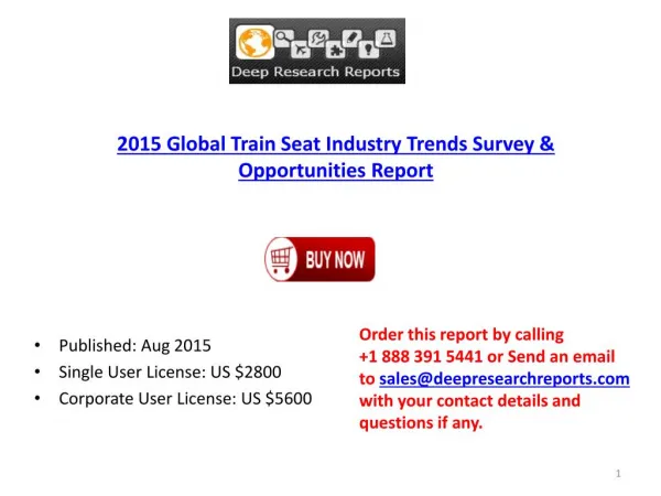 Train Seat Industry Statistics and Opportunities Report 2015