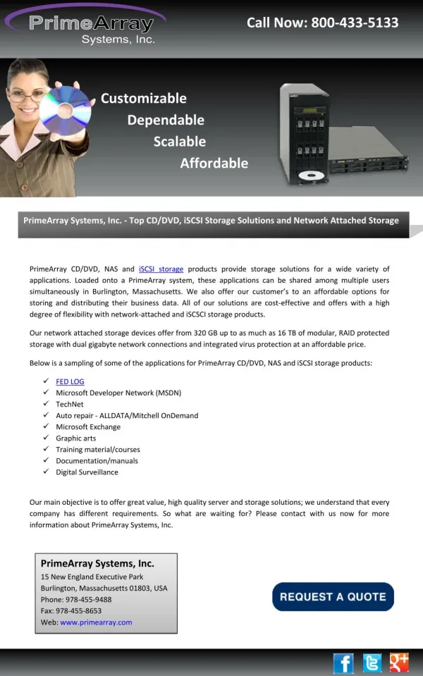 PrimeArray Systems, Inc. - Top CD/DVD, iSCSI Storage Solutions and Network Attached Storage