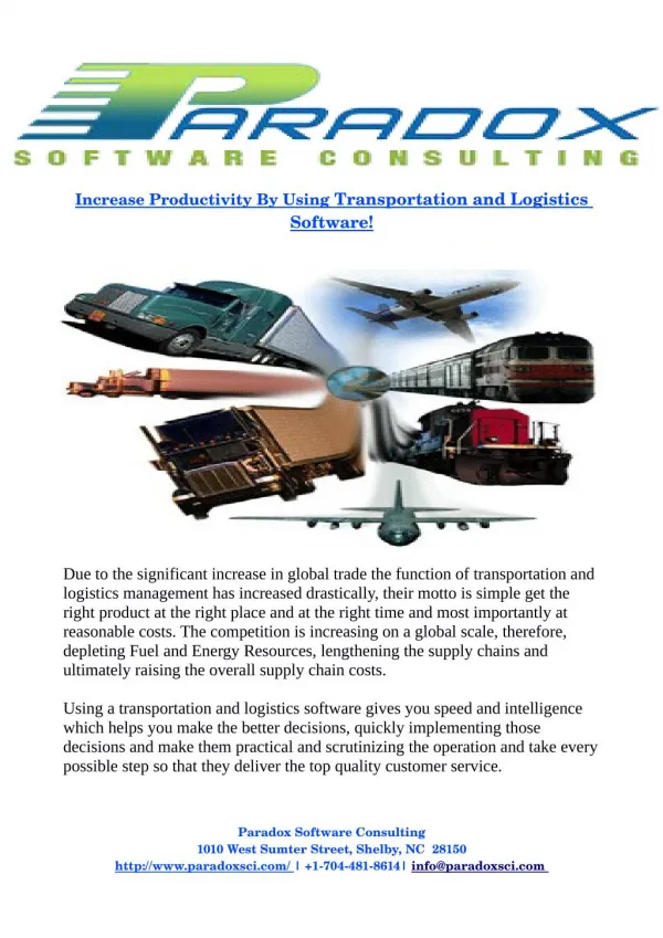 Increase Productivity By Using Transportation and Logistics Software!
