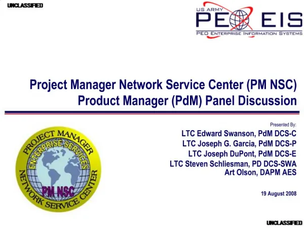 Project Manager Network Service Center PM NSC Product Manager PdM Panel Discussion