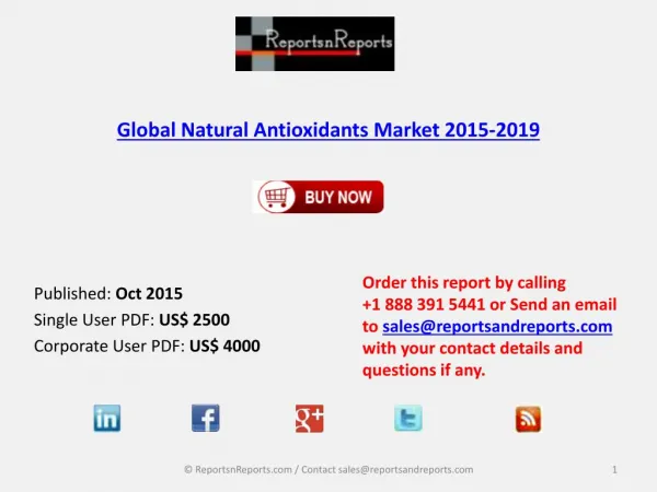 Global Natural Antioxidants Market 2015-2019