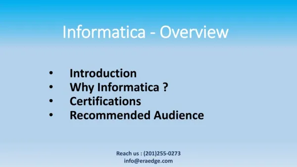 Informatica Overview & its introduction