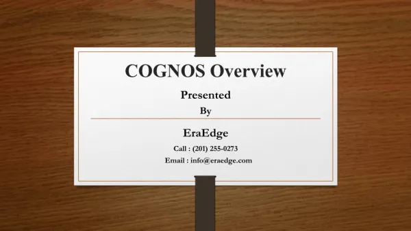 Cognos Introduction & its Overview