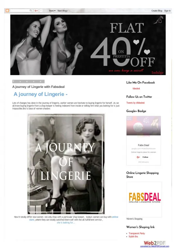 "Fabsdeal" provides an amazing online shopping platform to Buy Lingerie, Bra