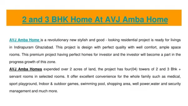 1,2 and BHK Flats At AVJ Amba Home In Indirapuram Ghaziabad