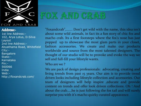 Welcome to Fox and Crab Online Jewelry Store