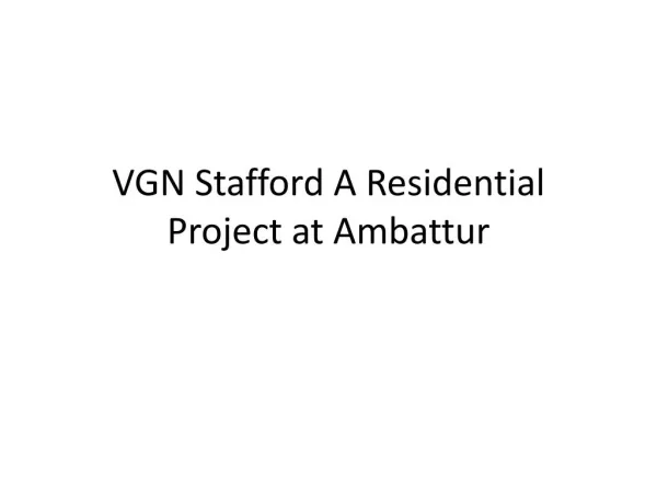 Apartments in VGN Stafford at Ambattur