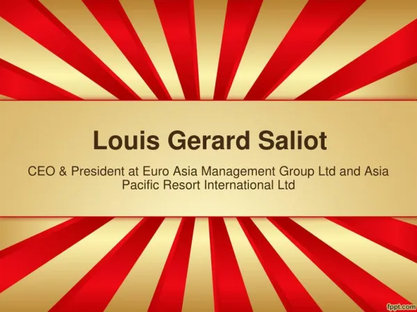 Louis Gerard Saliot | CEO of Euro Asia Hotel( Fiji Tourism)