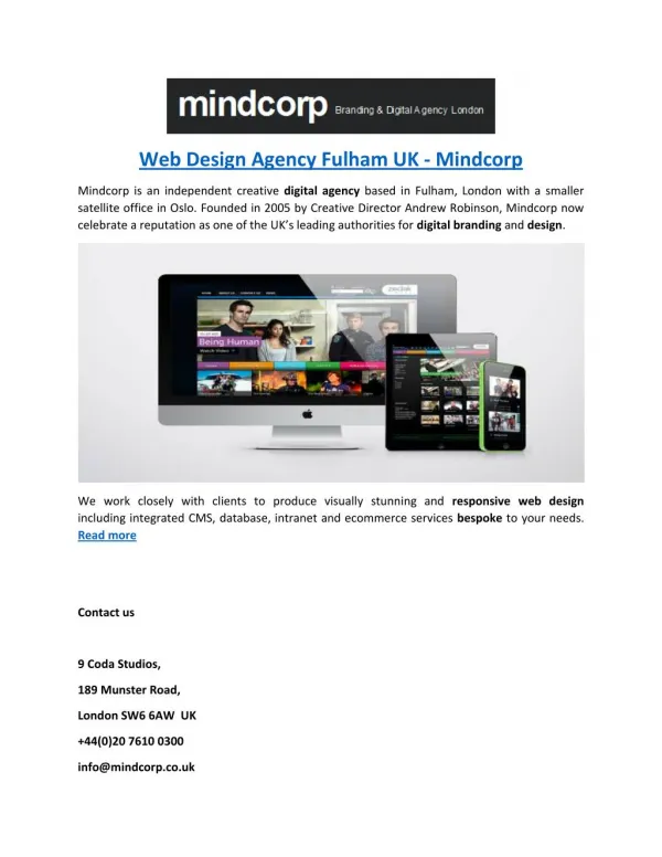 Web Design Agency Fulham UK - Mindcorp