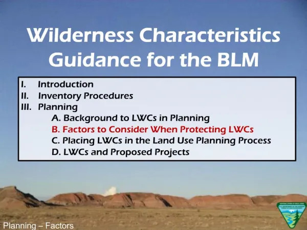 Considering lands with wilderness characteristics in land use planning: Factors to Consider