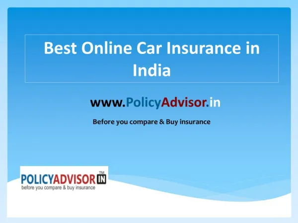 Car Insurance Online In India