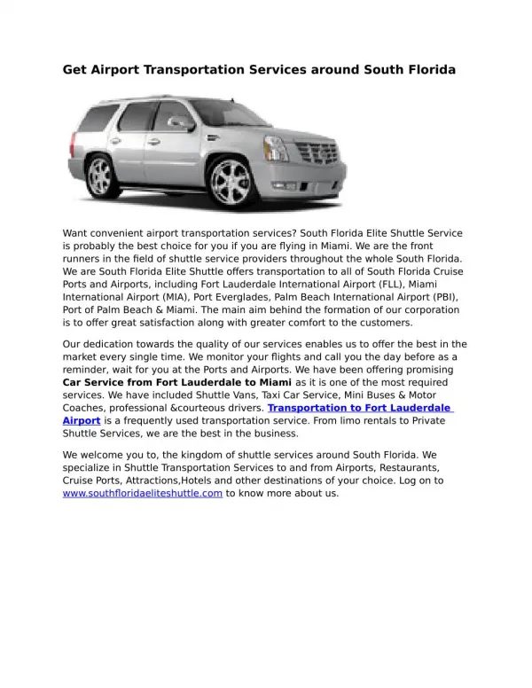 Fort Lauderdale Airport Transportation Services