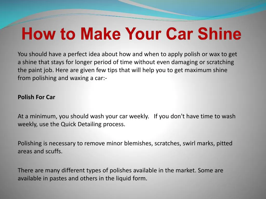 how to make your car shine